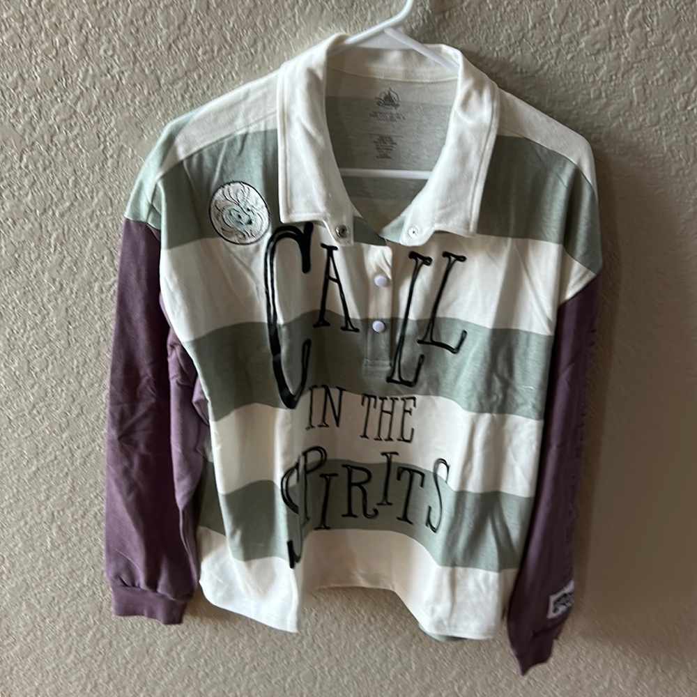 Disney Haunted House Call in the Spirits long Sleeve Shirt with Collar  size L - Picture 2 of 11